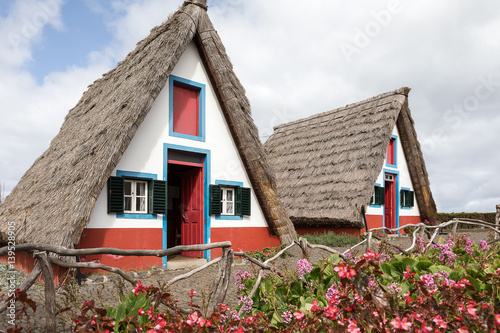 Typical houses in Santana, Madeira photo