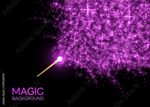 Magic wand with bright sparkles. Vector illustration.