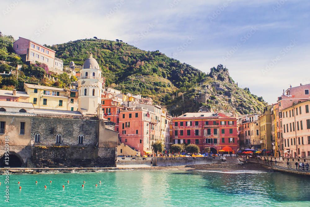 Panoramic view of beautiful Vernazza village, Cinque Terre, Liguria, Italy