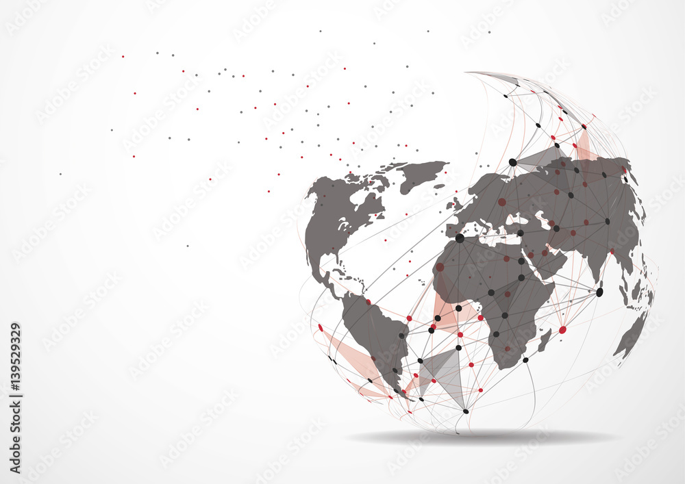 World map point, line, composition, representing the global, Global network connection,international meaning.