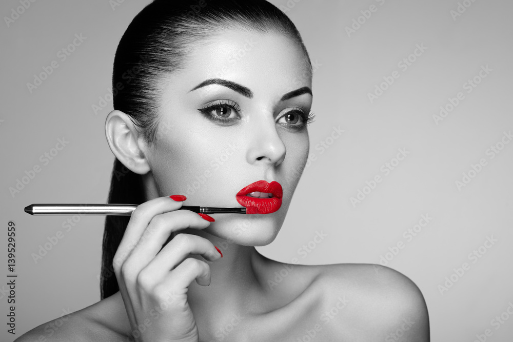 Black And White Photography With Red Lips