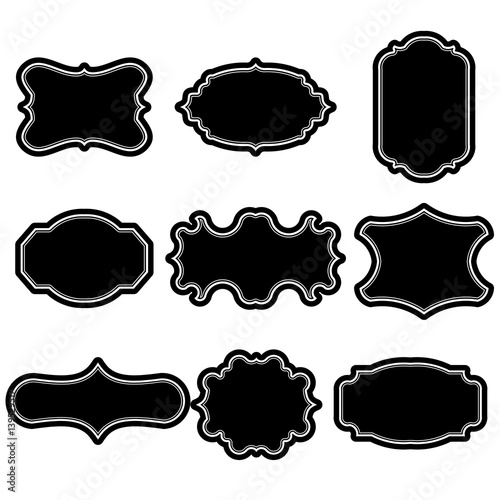 Set of blank vintage frames. Gift tags. Paper labels. Flat design. isolated vectors. 