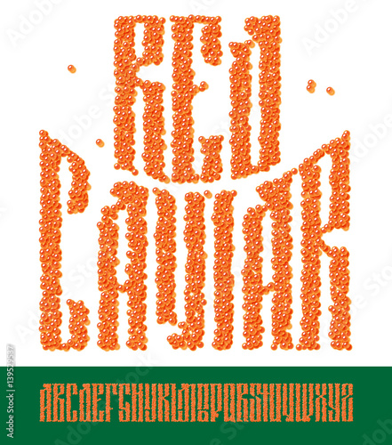 Old slavic font red caviar