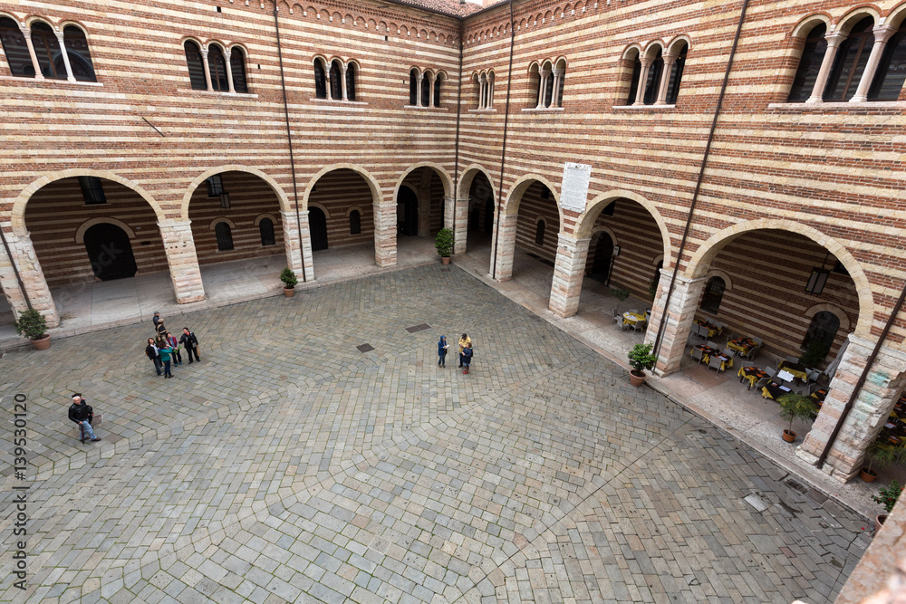  View of the Courtyard of the  Palazzo della Ragione in Verona. Italy