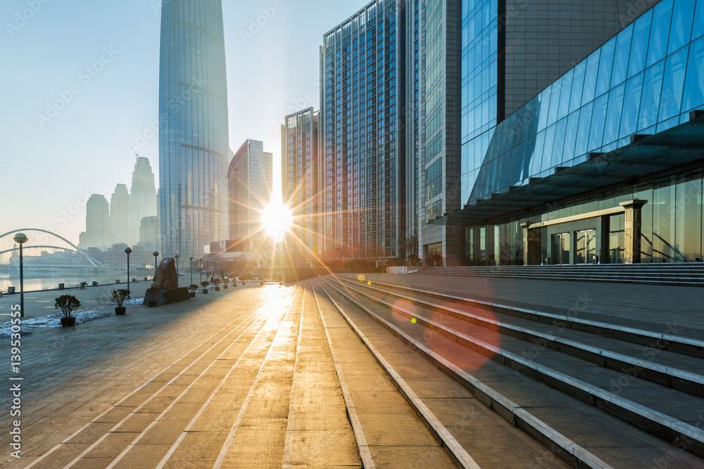 Modern building exterior and empty square floor in city of China. Modern building exterior and empty square floor in city of China.