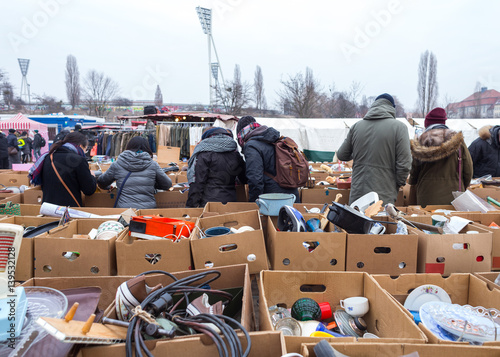 Photography Flea Market Concept, People Looking for Old Stuff