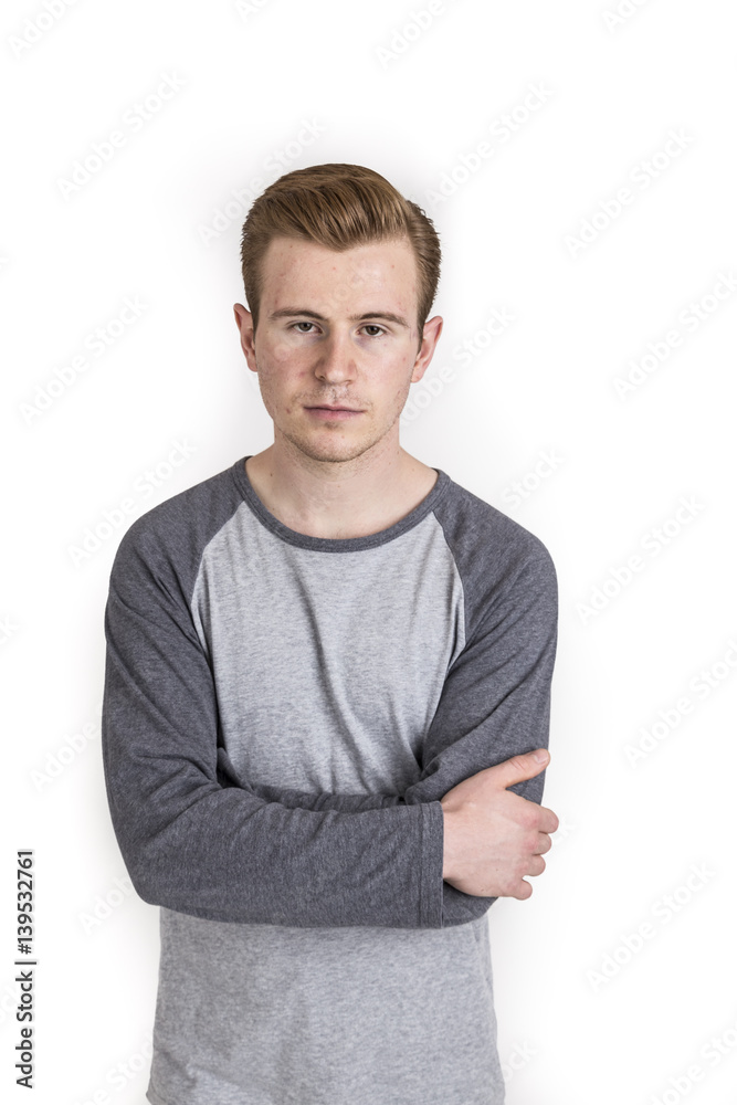 Fototapeta premium cool boy with cool facial expression poses in studio
