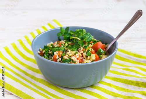 Tabbouleh green salad. Healthy food and vegetarian concept
