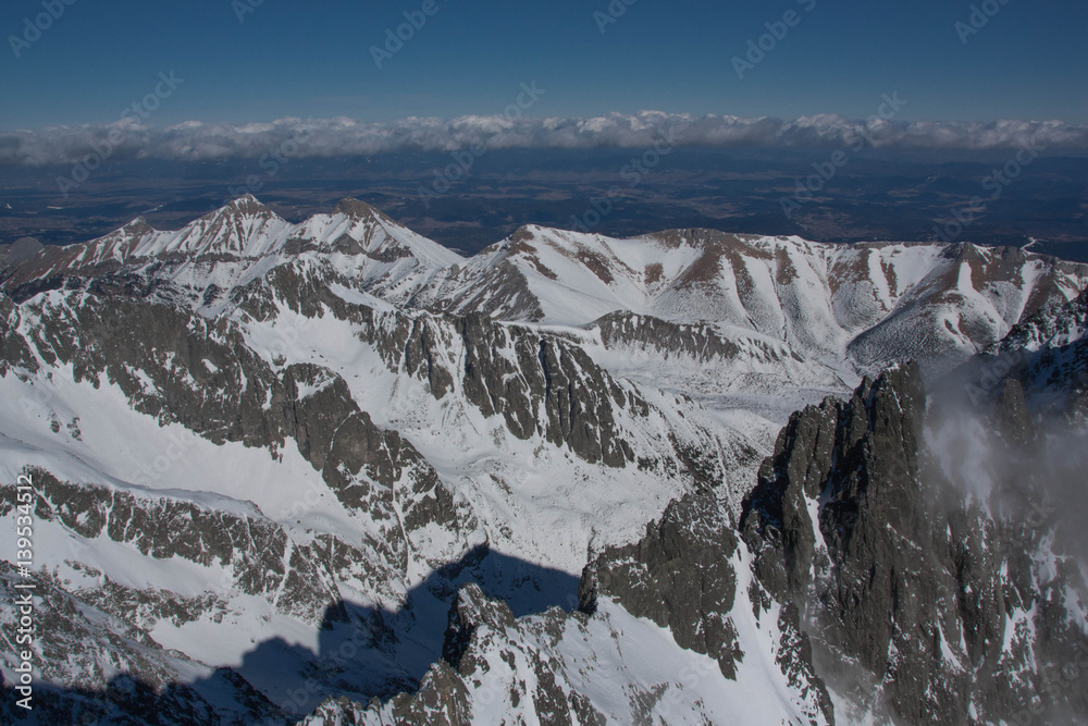 Belianske Tatras, view from Lomnicky peak High Tatras mountains, Slovakia