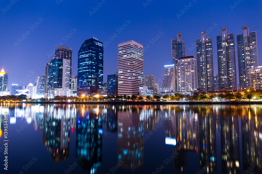 Benchakitti Park in Bangkok at night