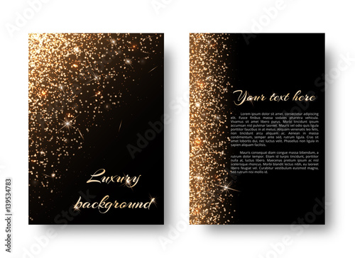 Glimmer background with flare light. Glitter sparkle on a black backdrop.
