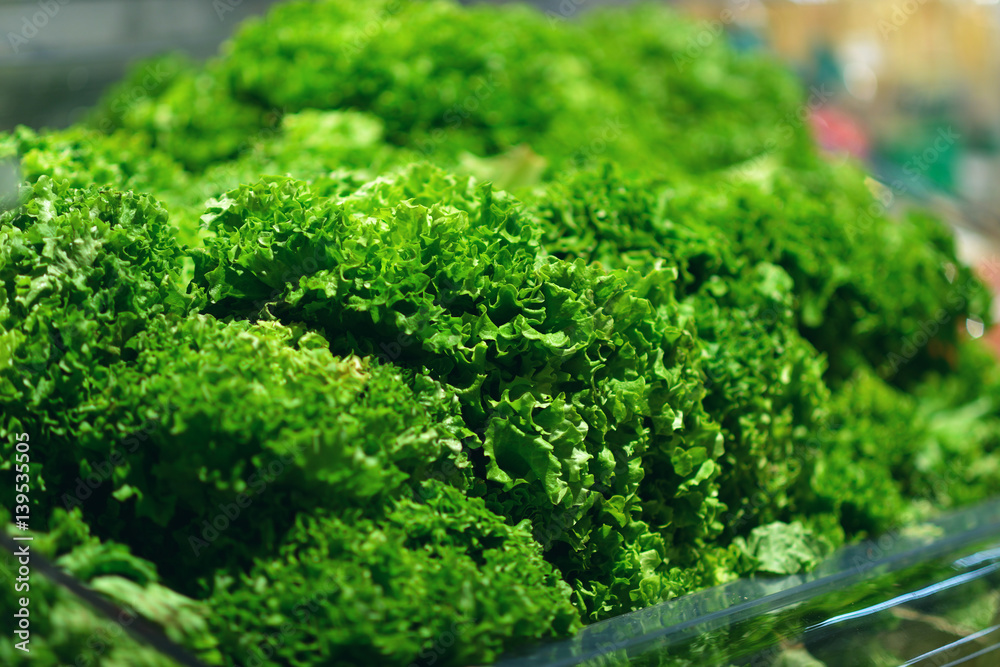 Fresh Green salad leaves background in market Fresh Green salad leaves background in market