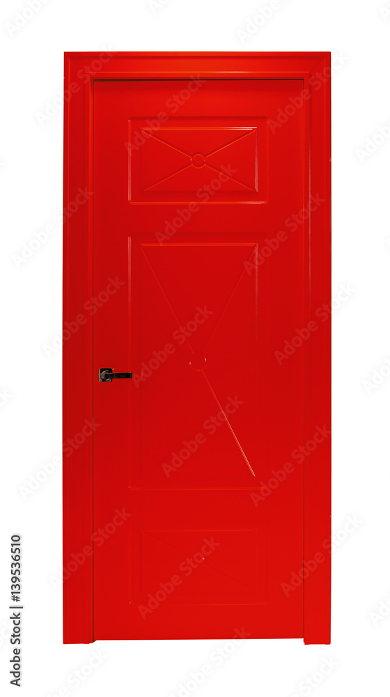 Modern red room door isolated on white background Modern red room door isolated on white background