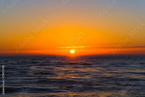 Sunset over the Atlantic ocean in Porto  Portugal