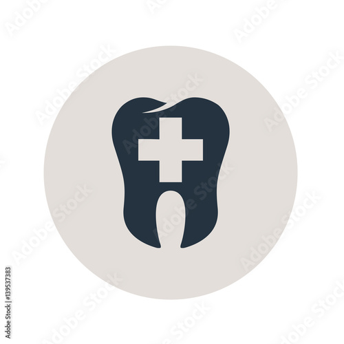 Icono plano logotipo dentista en circulo gris