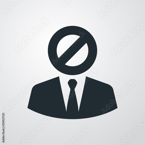 Icono plano hombre simbolo prohibido en fondo degradado