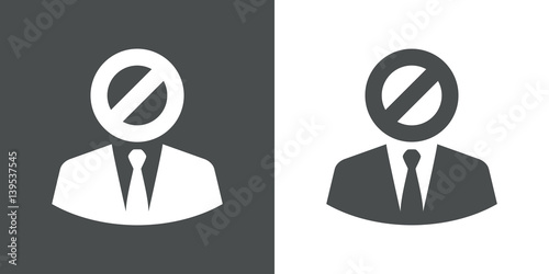 Icono plano hombre simbolo prohibido gris y blanco