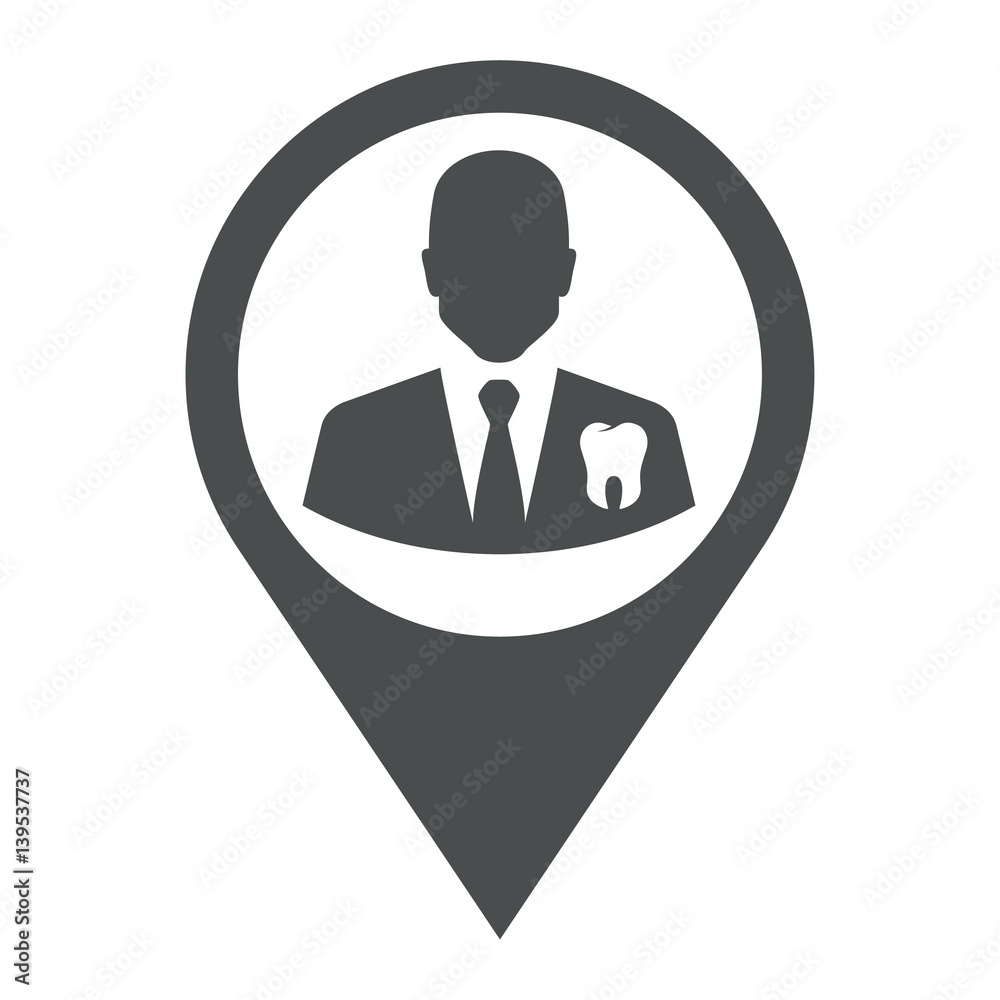 Icono plano localizacion dentista gris Icono plano localizacion dentista gris