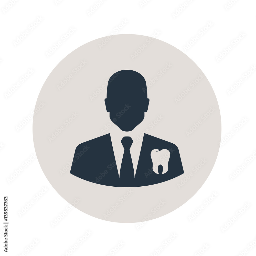 Icono plano silueta dentista en circulo gris Icono plano silueta dentista en circulo gris