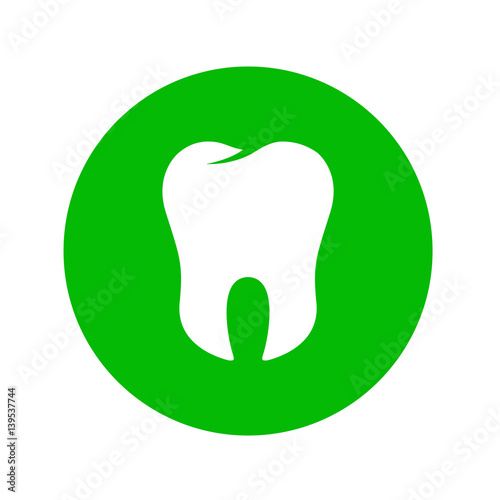 Icono plano muela en circulo verde