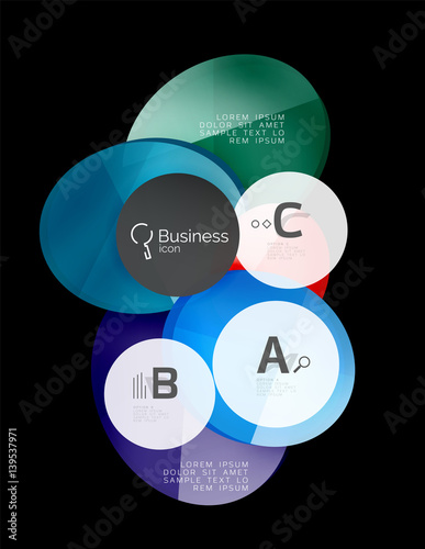 Glass color circles - infographic elements on black