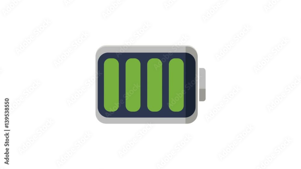 Flat style battery icon charging and sound wave of digital equalizer, motion graphic animation. Flat style battery icon charging and sound wave of digital equalizer, motion graphic animation.