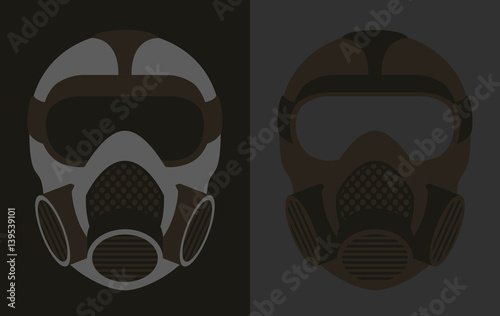 Solid Color Simplified Biohazard Gas Mask Icons