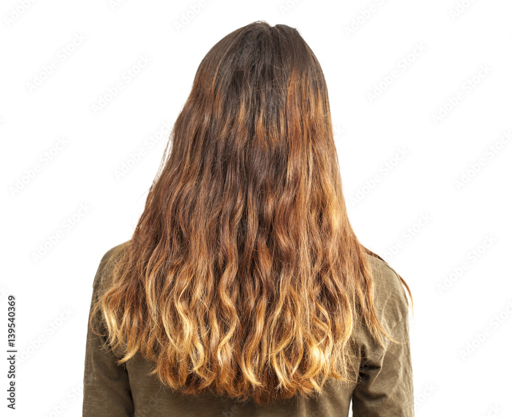 Naklejka premium Woman wavy hair close up view