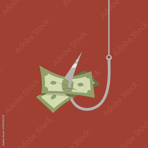 Money on hook. Concept vector illustration.