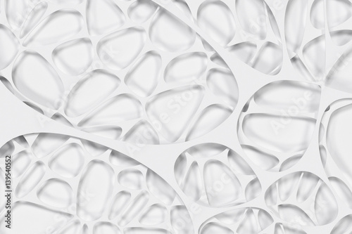 Abstract 3d voronoi organic structure on white background