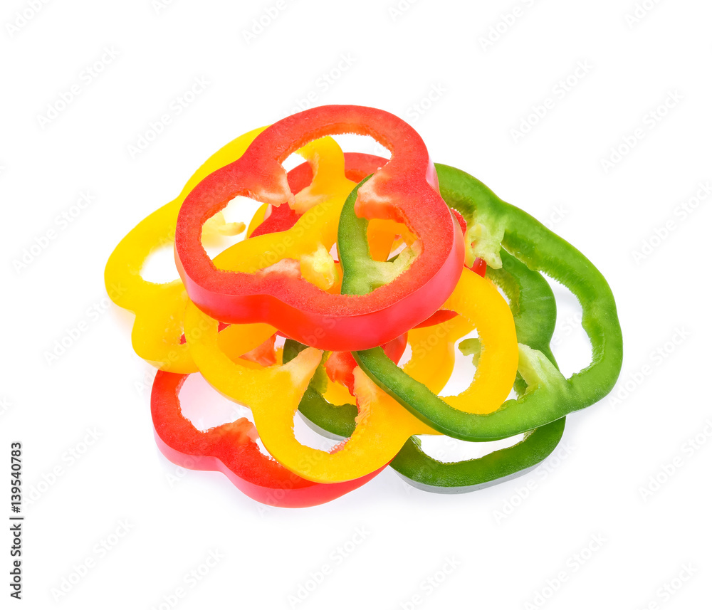 Sliced pepper isolated on white background Sliced pepper isolated on white background