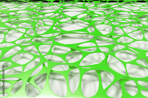 Colored 3d voronoi organic structure on white background