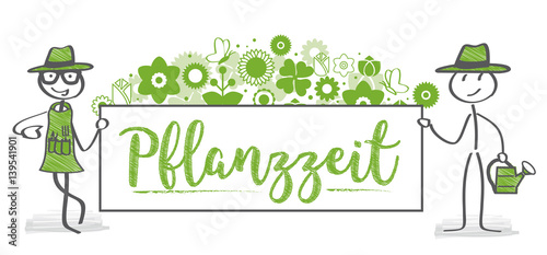 Gärtner, halten Werbeschild Pflanzzeit