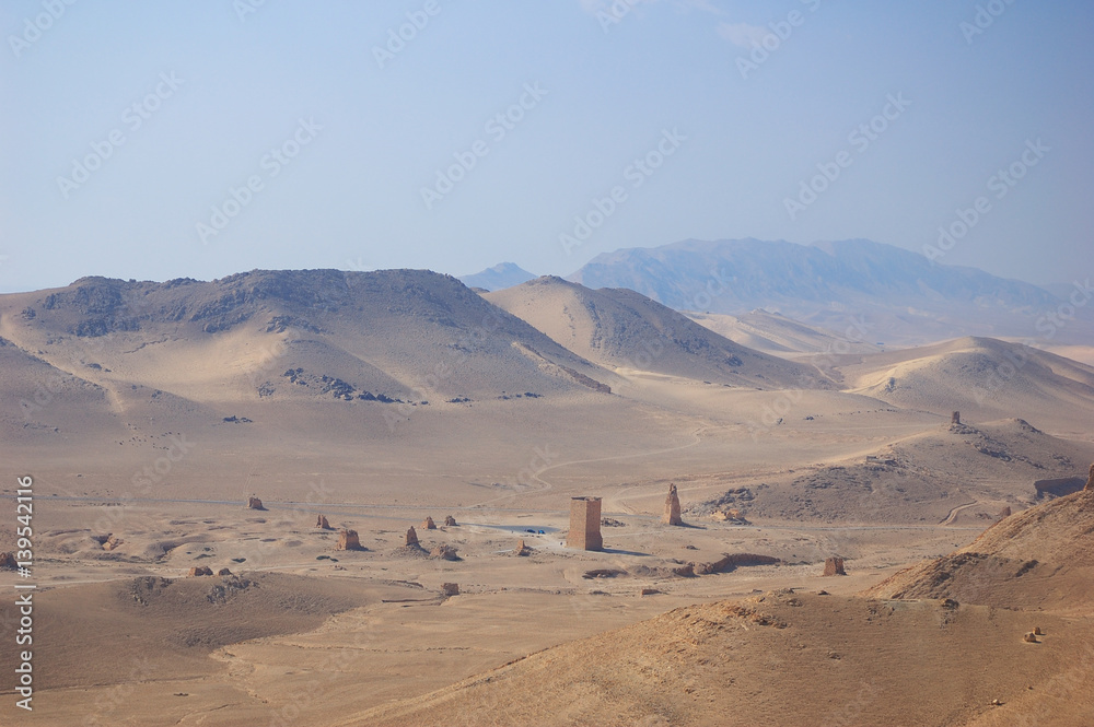 Fototapeta premium Ancient ruins of the Palmyra city at present destroyed in the Syrian war by ISIS. Photo taken in 2006
