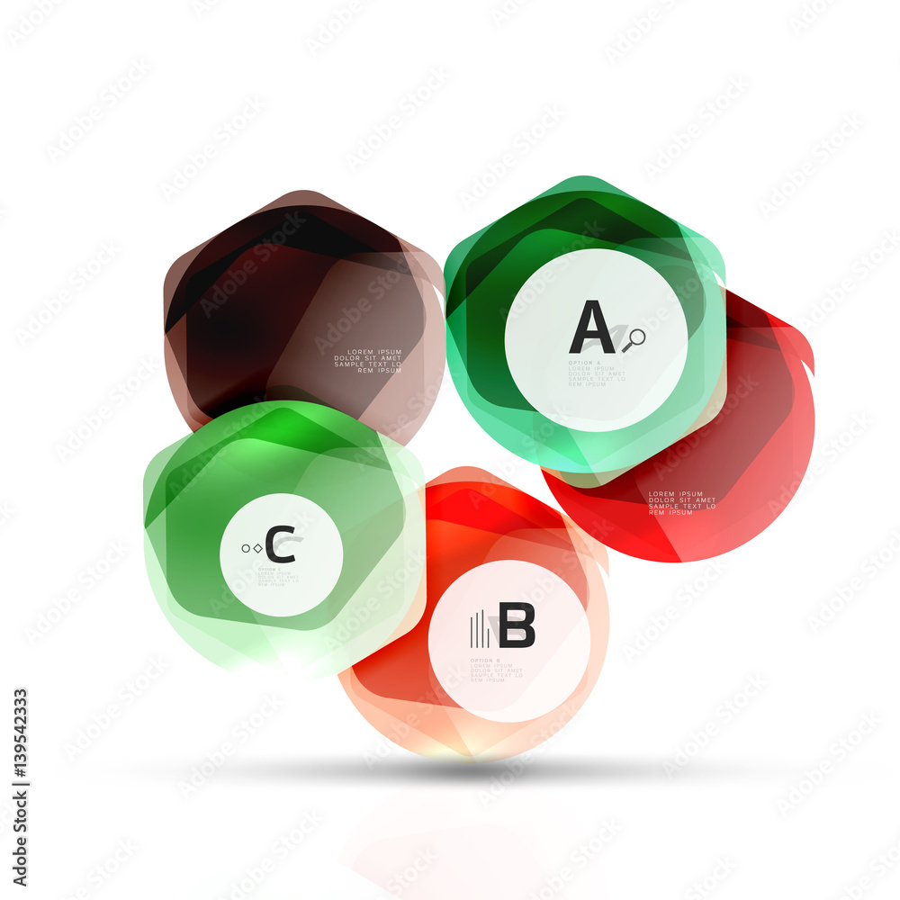 Shiny hexagons with infographics options Shiny hexagons with infographics options