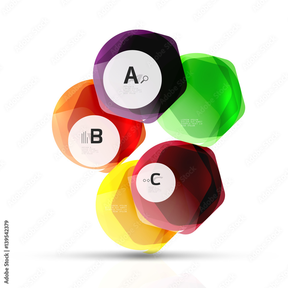 Shiny hexagons with infographics options Shiny hexagons with infographics options