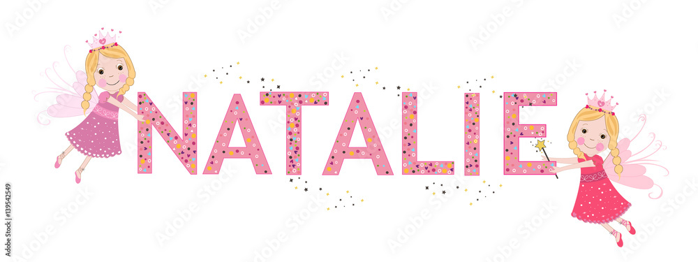 Natalie Female Name Cute Fairy Tale Stock Illustration Adobe Stock