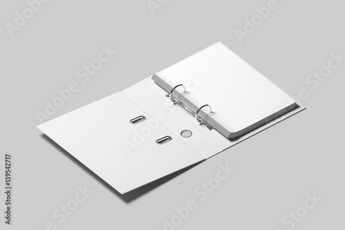 Obraz na plátně Blank white opened ring binder design mockup, 3d rendering