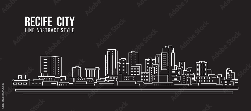 Cityscape Building Line art Vector Illustration design - Recife city