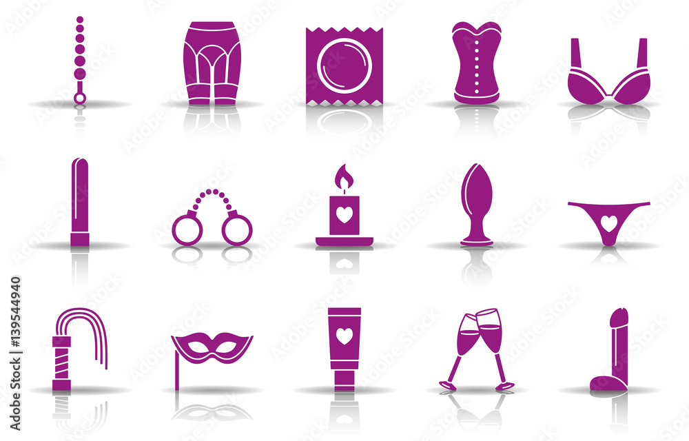 Set mit erotischen Icon's - Violett (Schatten) Set mit erotischen Icon's - Violett (Schatten)