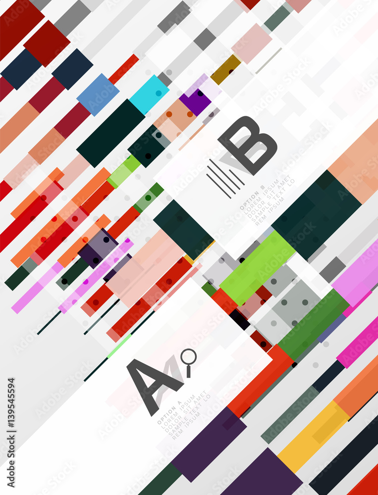 Colorful lines, rectangles and stripes with option infographics