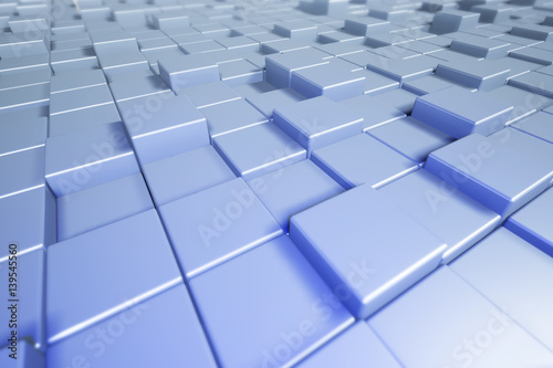 Abstract cubes. Blue background with box. 3d cubic background. 3d rendering