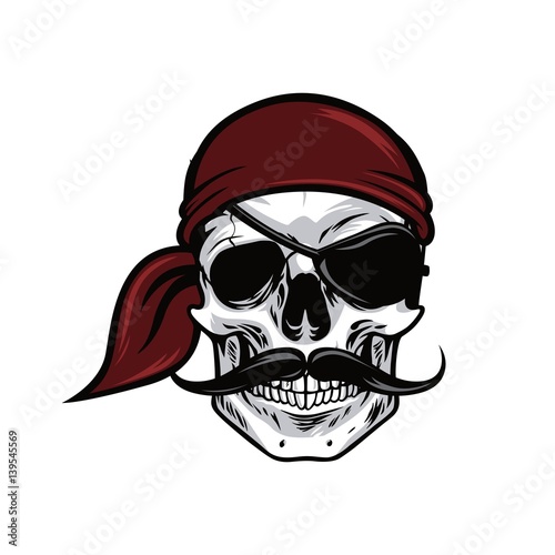 Pirate Head Skull Mascot Vector Design Illustration