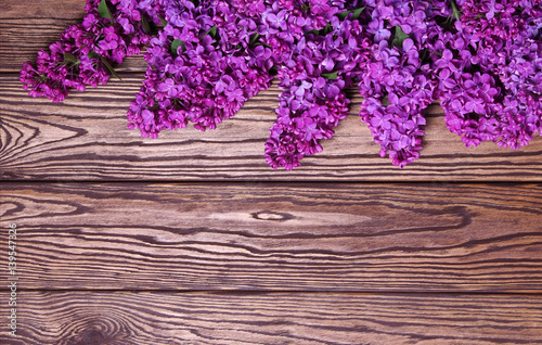 lilac flowers on a old wood