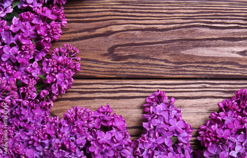 lilac flowers on a old wood