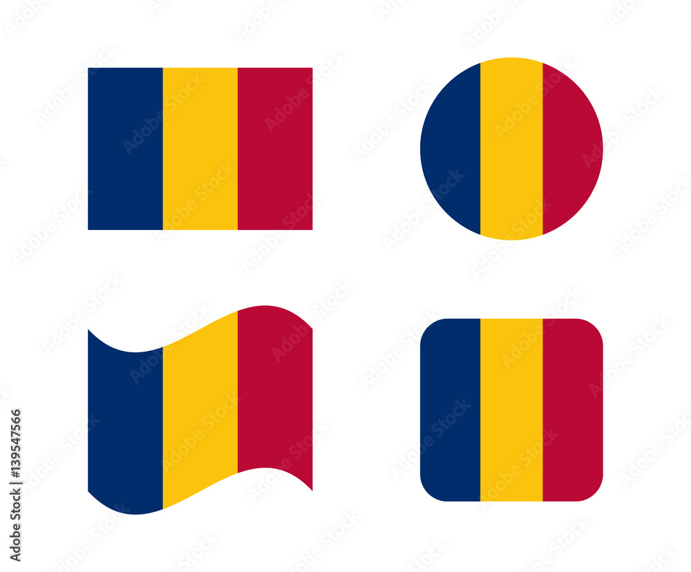 Fototapeta premium set 4 flags of chad