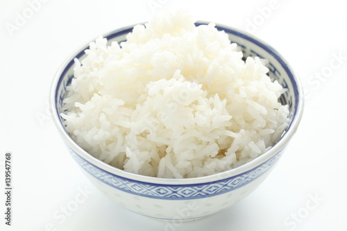 white rice in chinese bowl