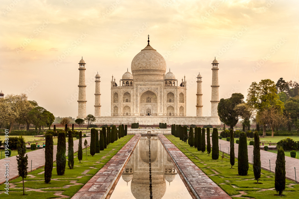 Taj Mahal at sunrise, India