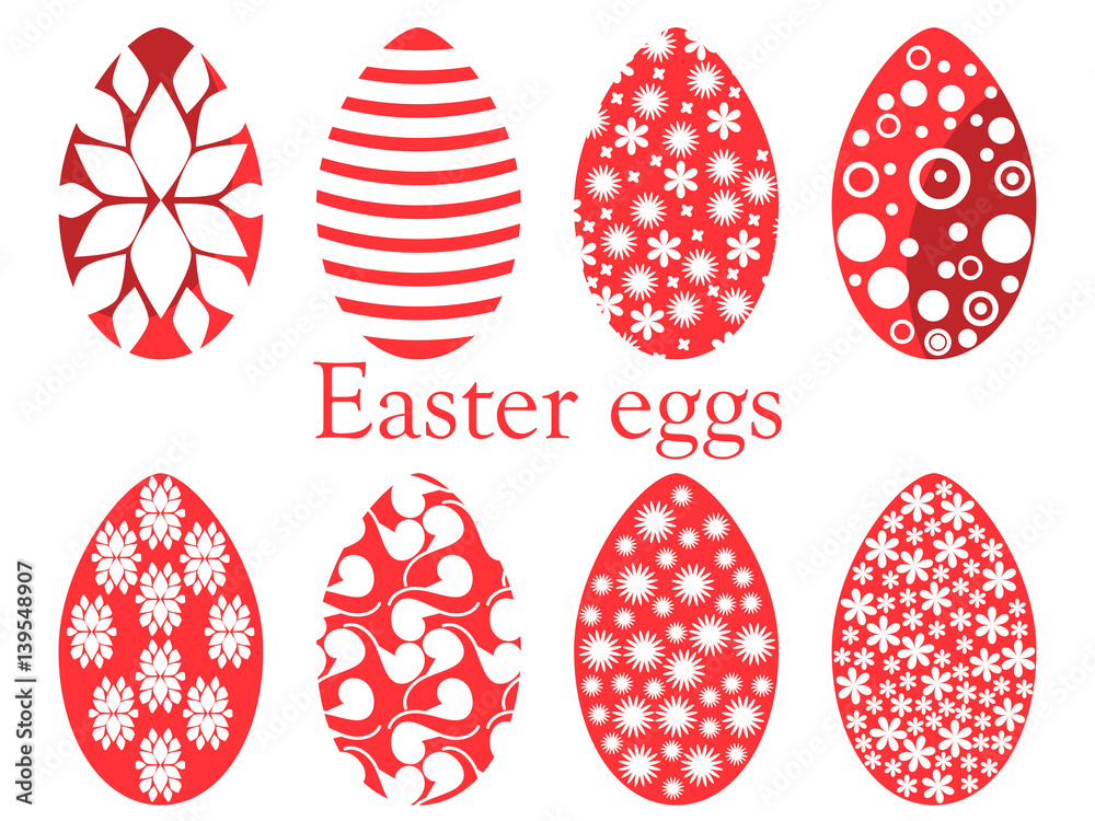 Set of Easter eggs with a pattern. Vector illustration
