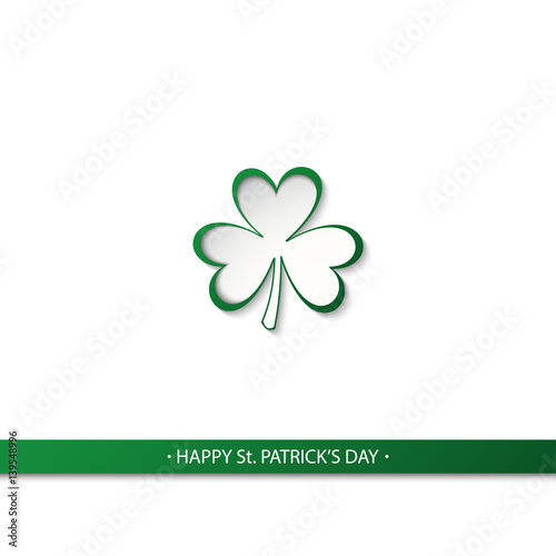 Happy Saint Patrick's Day celebration card with lucky shamrock. Vector illustration.